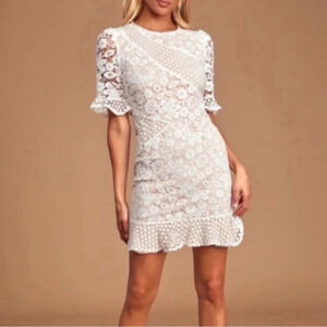 Lulu's White Lace Mini Dress